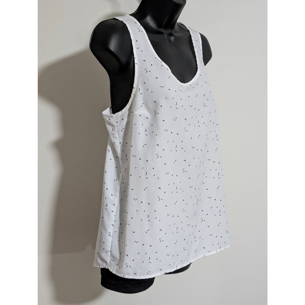 Mossimo Supply Co White & Black Bird Print Sleeveless Tank Top Blouse Small - Picture 2 of 6
